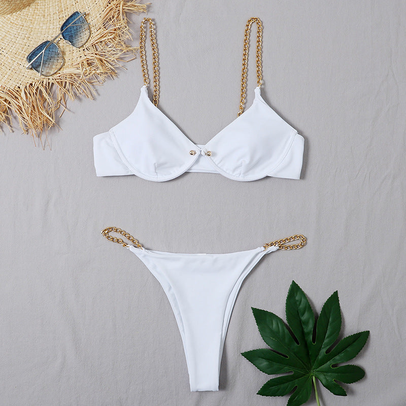 Sexy Bikini Dames | Gouden Kettingdetail & Beugeltop