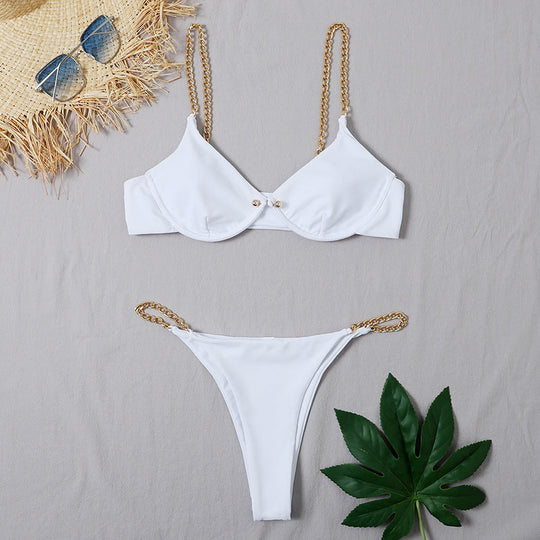 Sexy Bikini Dames | Gouden Kettingdetail & Beugeltop