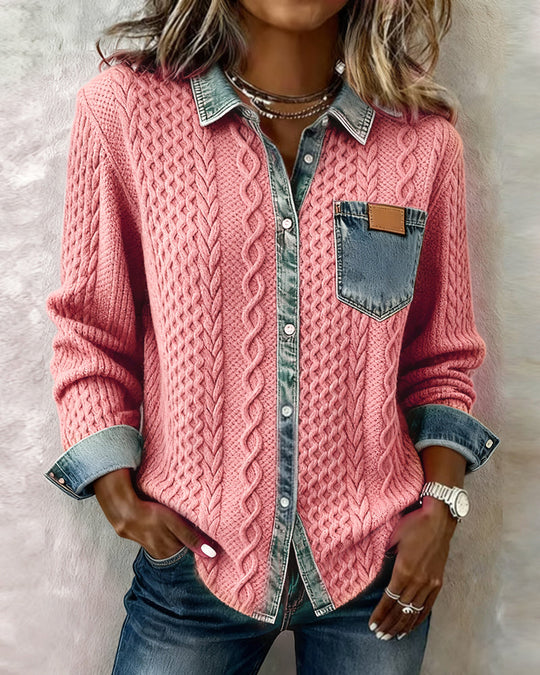Shirt met lange mouwen en denim details 6