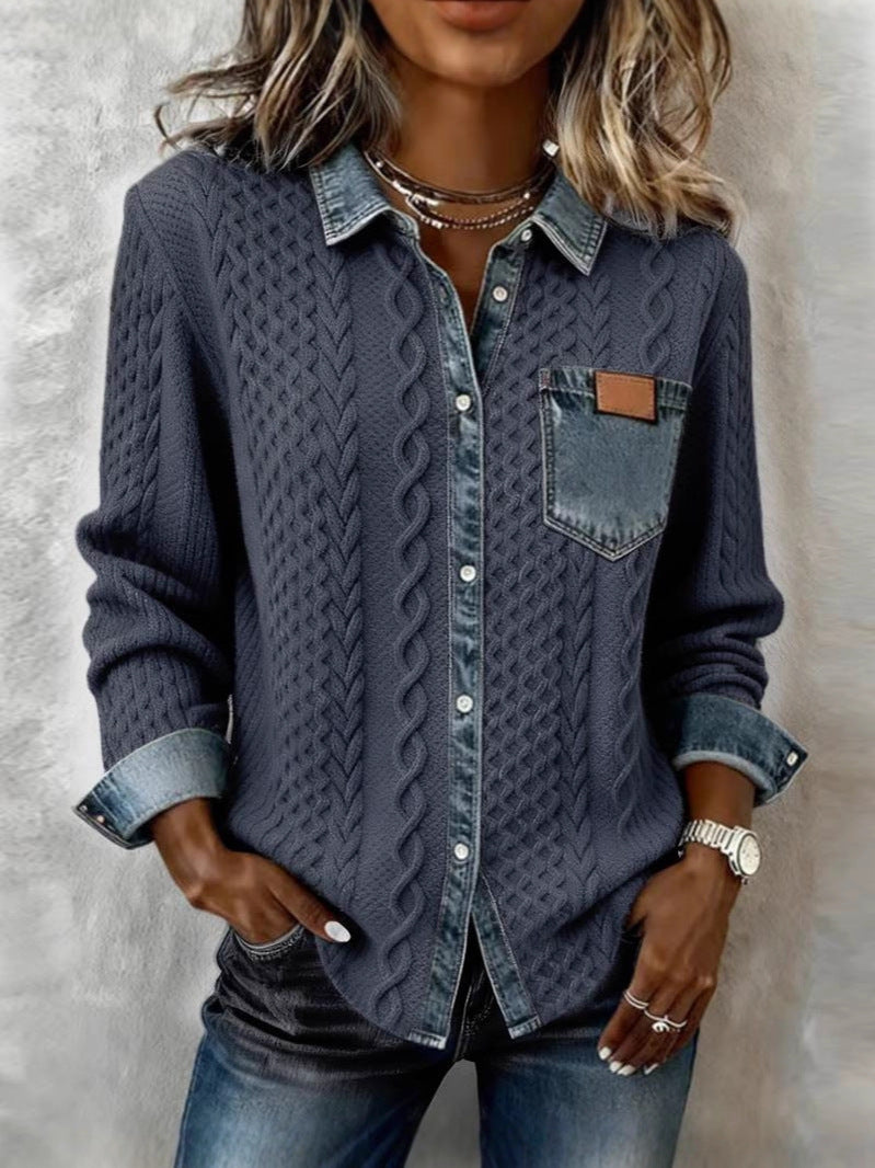 Shirt met lange mouwen en denim details 8