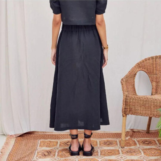 Soepel vallende midirok met elastische tailleband 4