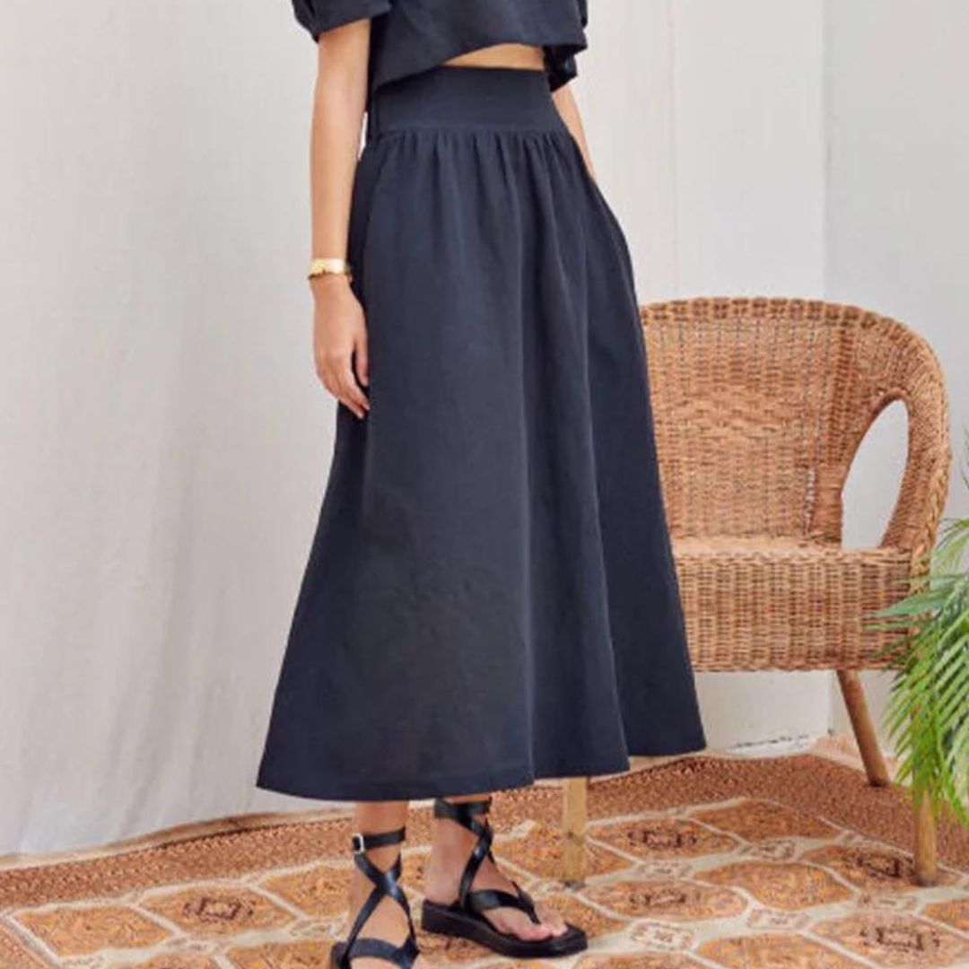 Soepel vallende midirok met elastische tailleband 8