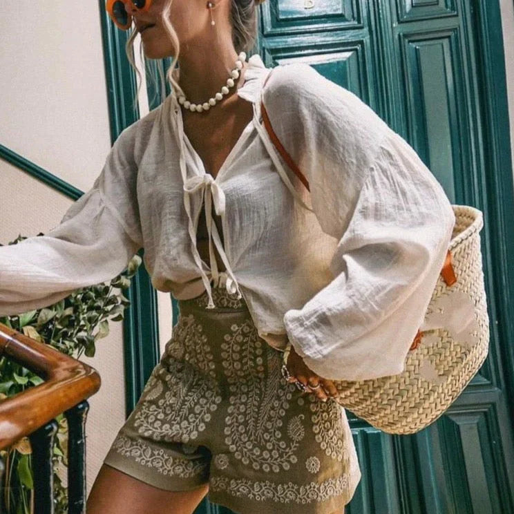Sommershorts Damen mit Blumenstickerei - Brea 4