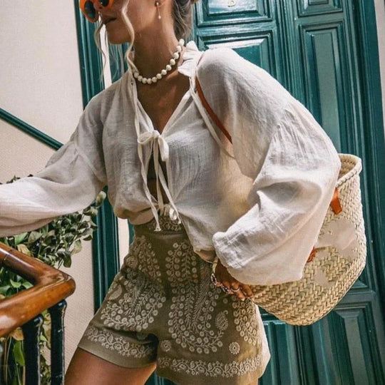 Sommershorts Damen mit Blumenstickerei - Brea 4