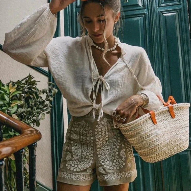 Sommershorts Damen mit Blumenstickerei - Brea 5