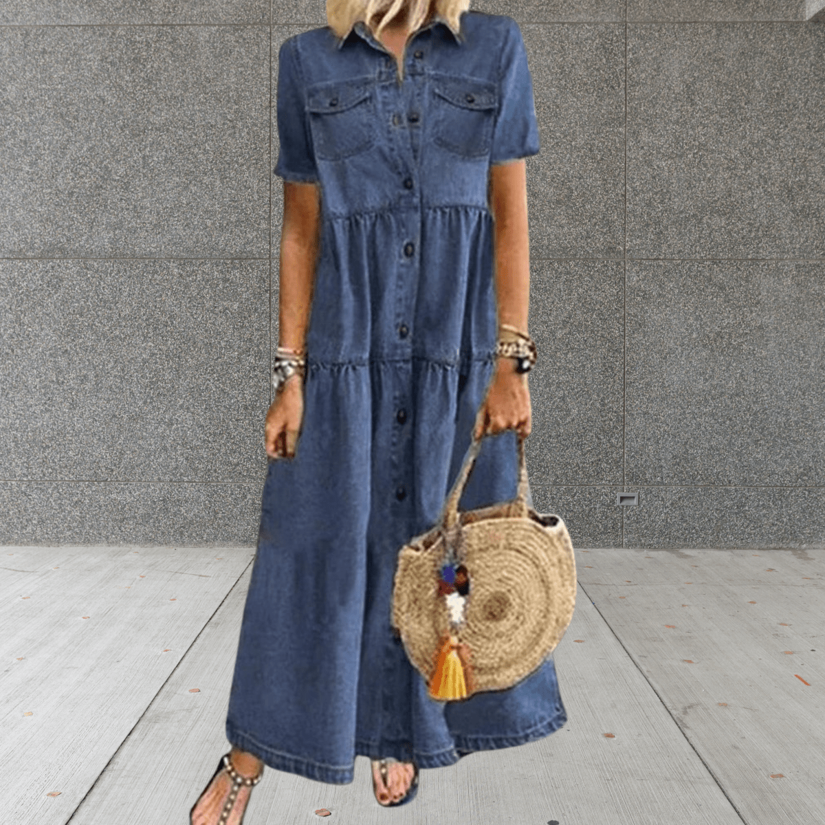 Spijkerjurk Dames | Maxi Knopenrij & Losse Casual Pasvorm
