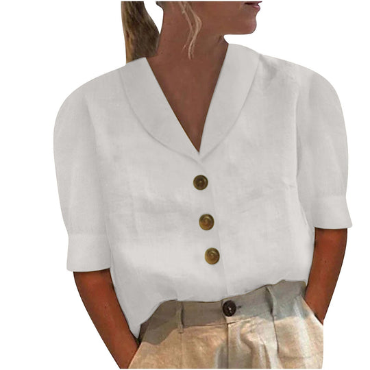 Stephanie | Blouse met traditionele kraag en knoopsluiting 0