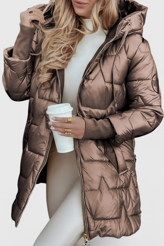 Steppjacke Damen | Lang mit Kapuze 4