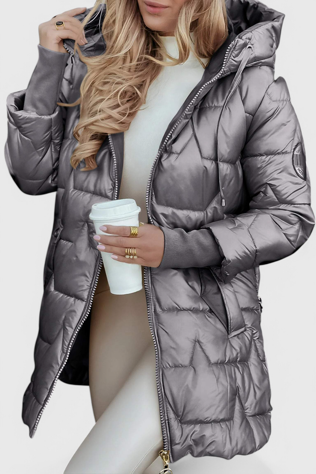 Steppjacke Damen | Lang mit Kapuze 5