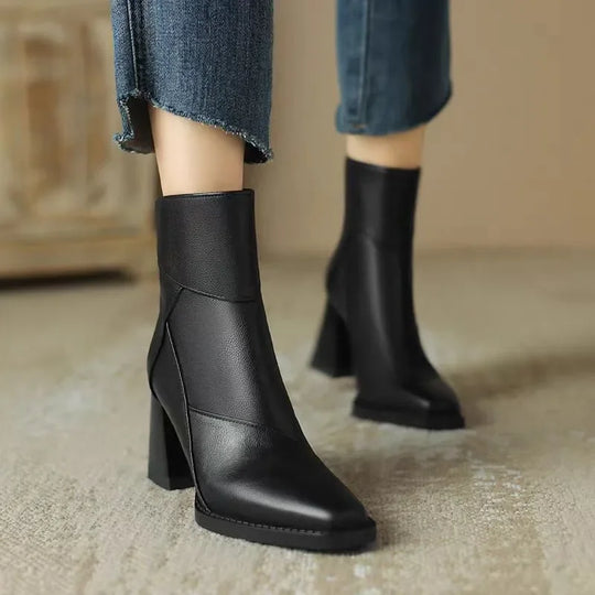 Stiefeletten Damen | Blockabsatz & Spitze Kappe