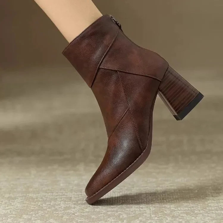 Stiefeletten Damen | Blockabsatz & Spitze Kappe