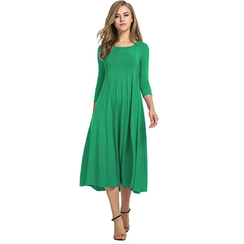 Stilvolles Midi-Sommerkleid Damen mit Dreiviertelärmeln - Femme – Bild 12