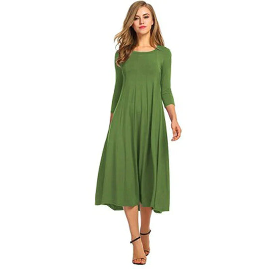 Stilvolles Midi-Sommerkleid Damen mit Dreiviertelärmeln - Femme – Bild 13