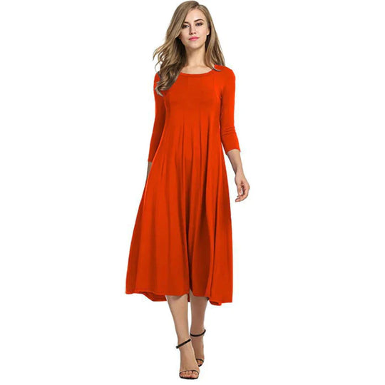 Stilvolles Midi-Sommerkleid Damen mit Dreiviertelärmeln - Femme – Bild 14