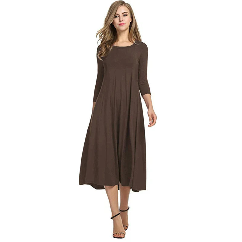 Stilvolles Midi-Sommerkleid Damen mit Dreiviertelärmeln - Femme – Bild 4