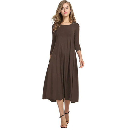 Stilvolles Midi-Sommerkleid Damen mit Dreiviertelärmeln - Femme – Bild 4