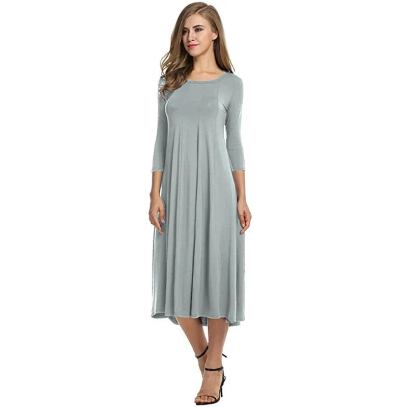 Stilvolles Midi-Sommerkleid Damen mit Dreiviertelärmeln - Femme – Bild 5