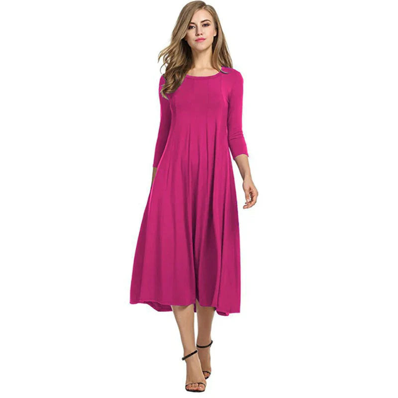 Stilvolles Midi-Sommerkleid Damen mit Dreiviertelärmeln - Femme – Bild 9