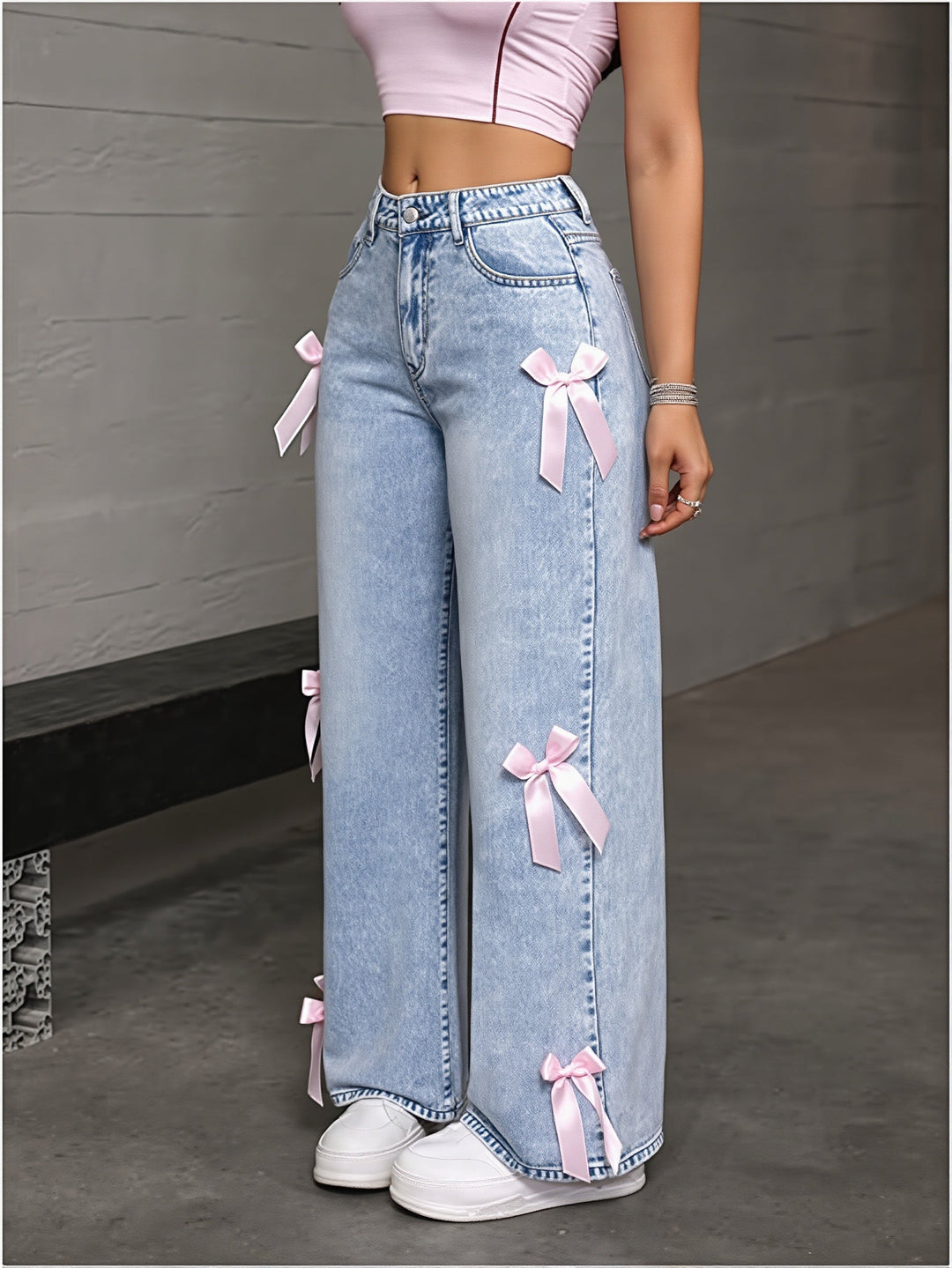 Straight Leg Jeans Damen | Lockere Passform & Schleifendetail