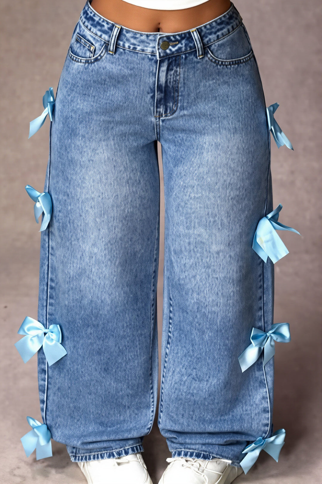 Straight Leg Jeans Damen | Lockere Passform & Schleifendetail