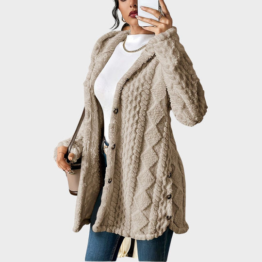 Strickjacke Damen | Zopfmuster mit Kapuze 2