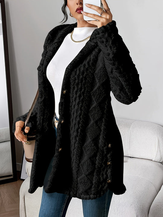 Strickjacke Damen | Zopfmuster mit Kapuze 6