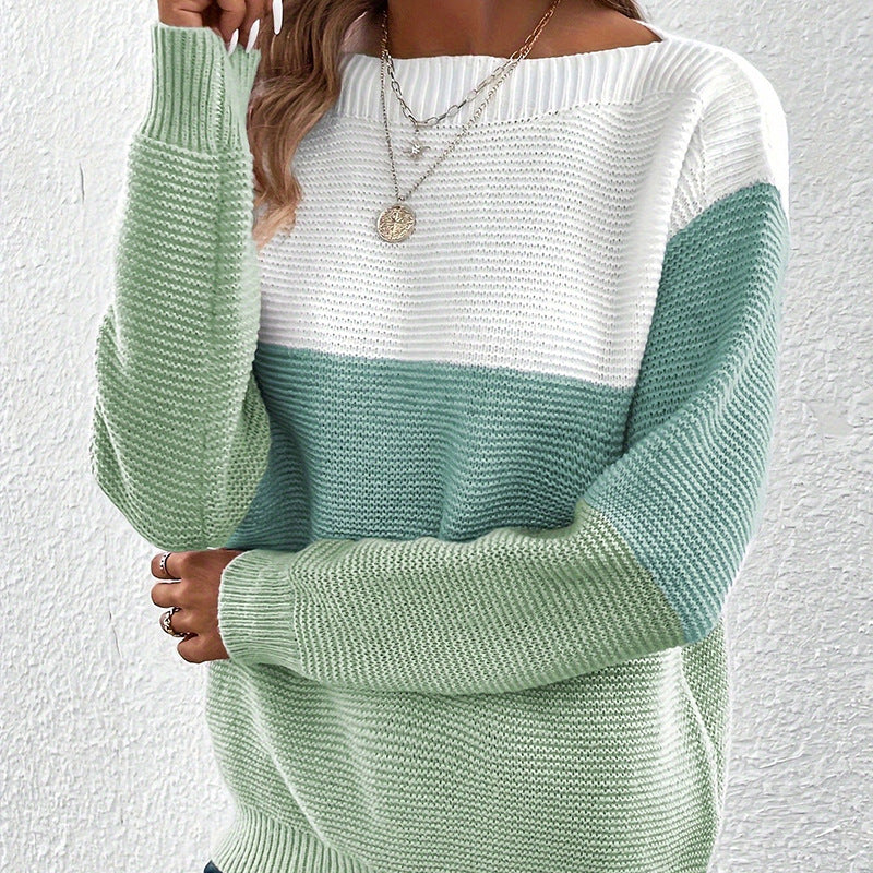 Damen Langarm-Strickpullover von der Seite fotografiert