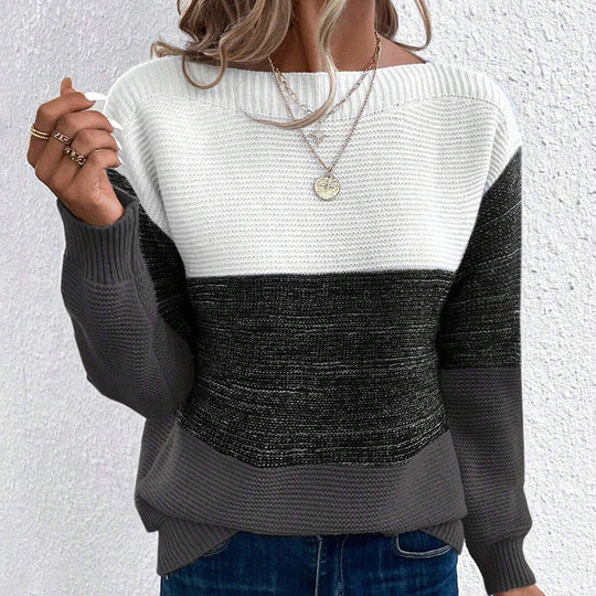 Damen Langarm-Strickpullover in einer stilvollen Gesamtansicht