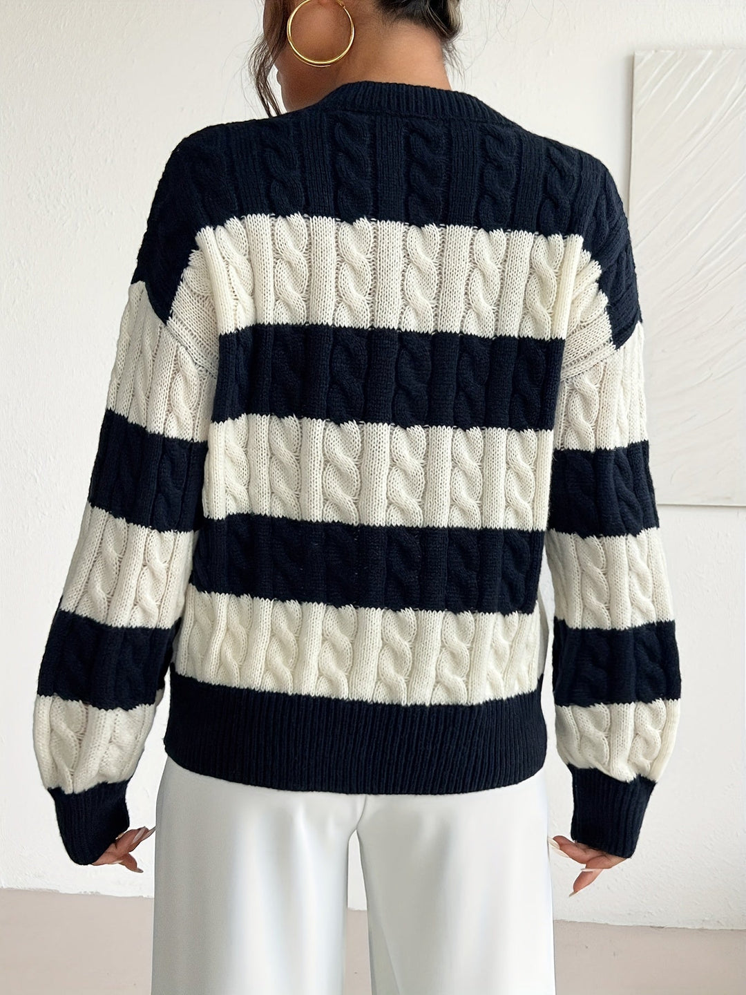 Strickpullover Damen | Cropped mit Blockstreifen