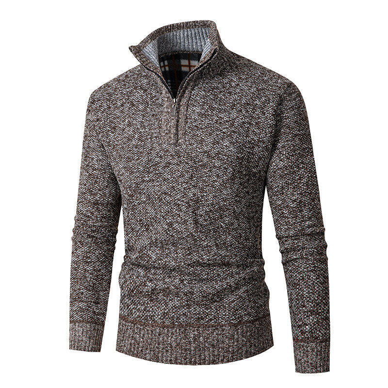 Strickpullover Herren | Halbzip mit Kariertem Kragen 2