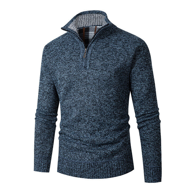 Strickpullover Herren | Halbzip mit Kariertem Kragen 3