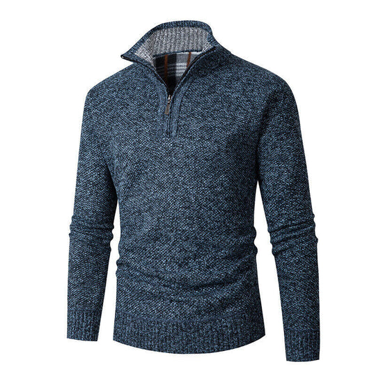 Strickpullover Herren | Halbzip mit Kariertem Kragen 3