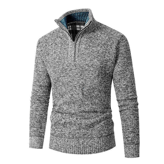 Strickpullover Herren | Halbzip mit Kariertem Kragen 4