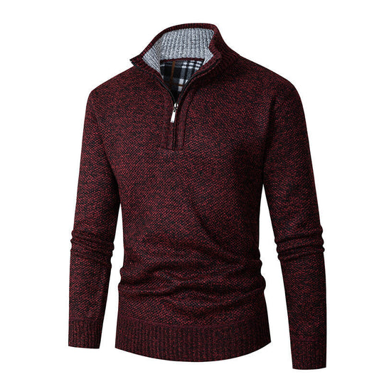 Strickpullover Herren | Halbzip mit Kariertem Kragen 6