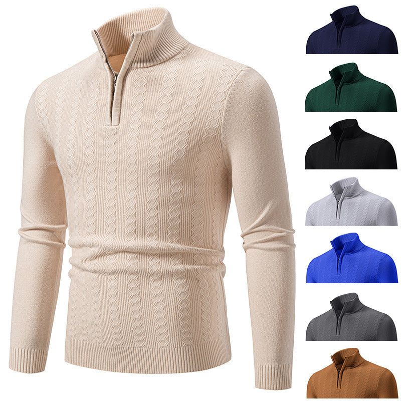Strickpullover Herren | Zopfmuster & Stehkragen