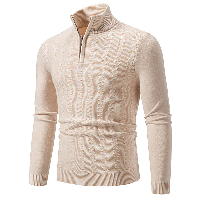 Strickpullover Herren | Zopfmuster & Stehkragen