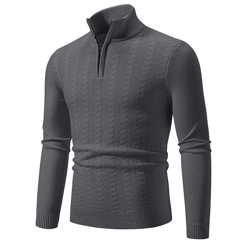 Strickpullover Herren | Zopfmuster & Stehkragen