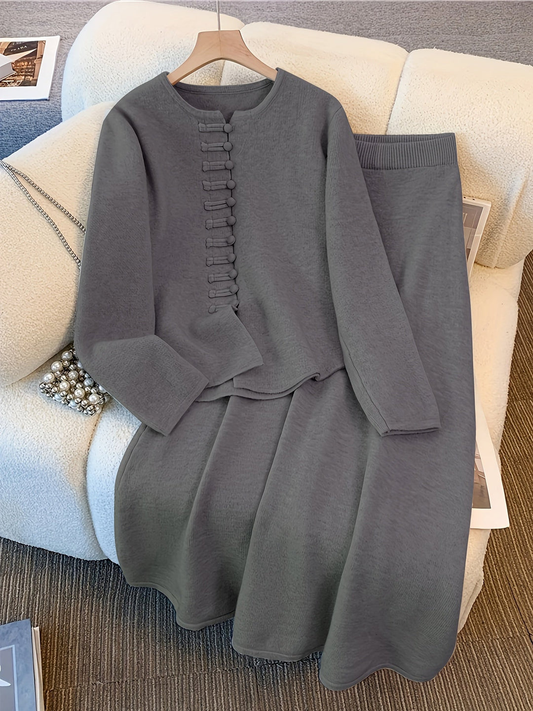 Strickset Damen | Bequeme Passform & Asymmetrischer Saum 3