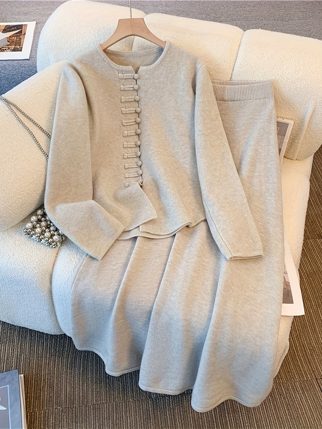 Strickset Damen | Bequeme Passform & Asymmetrischer Saum 1