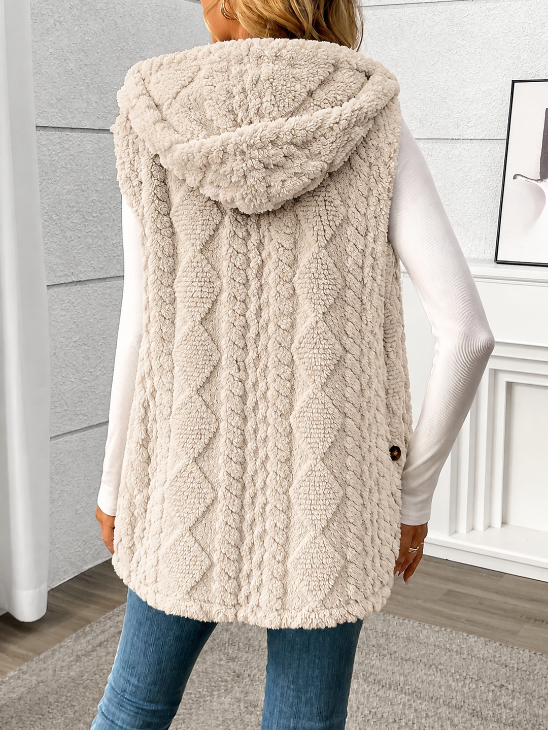 Strickweste Damen | Mit Kapuze & Knopfleiste 12