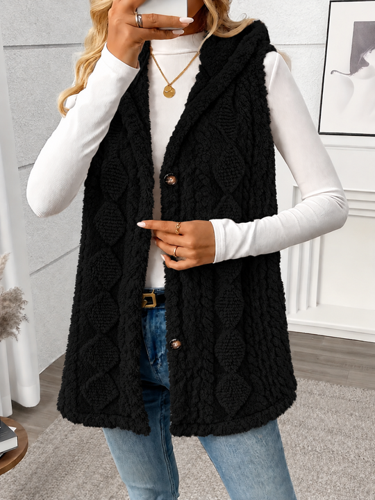 Strickweste Damen | Mit Kapuze & Knopfleiste 16