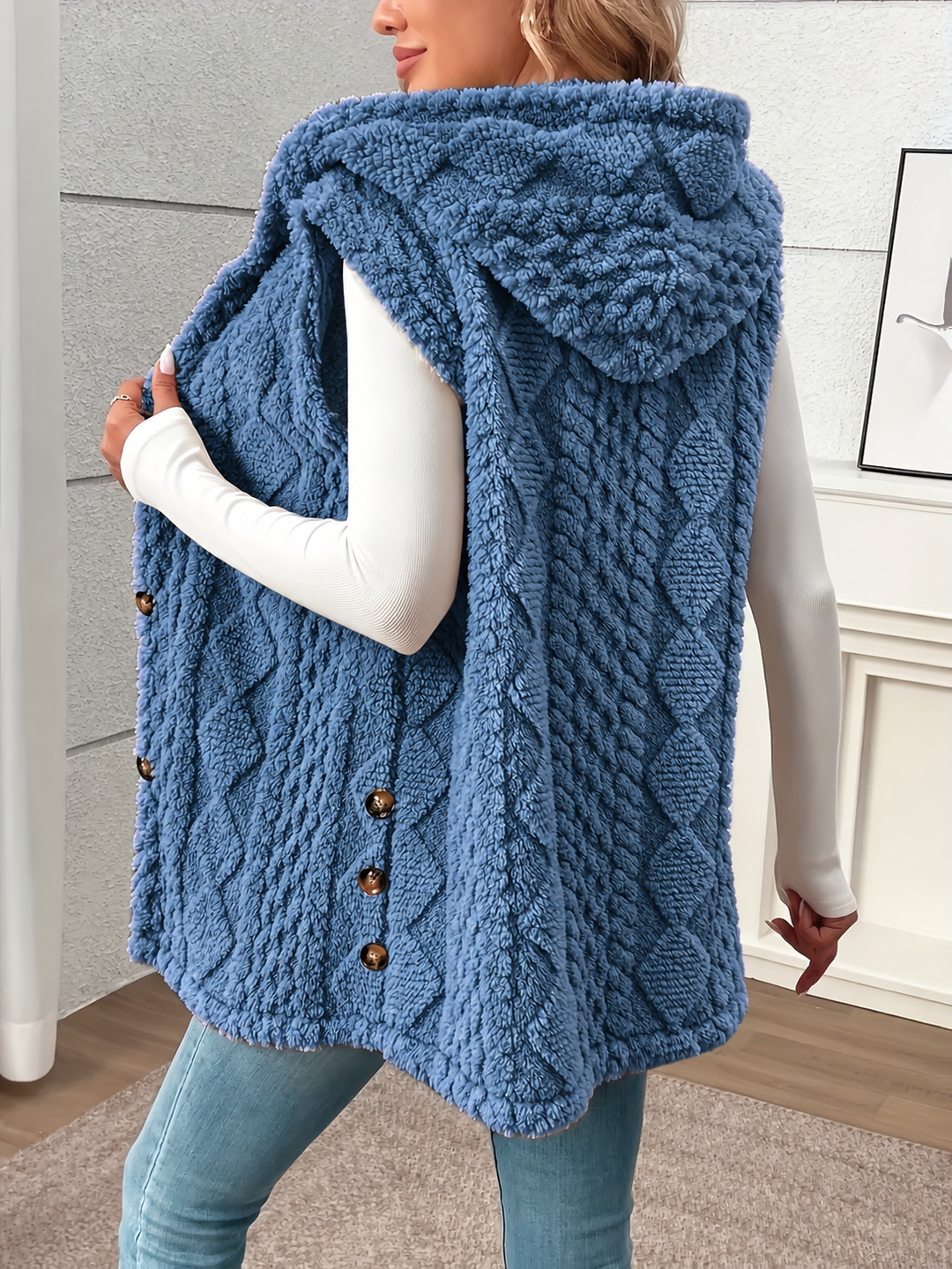 Strickweste Damen | Mit Kapuze & Knopfleiste 19