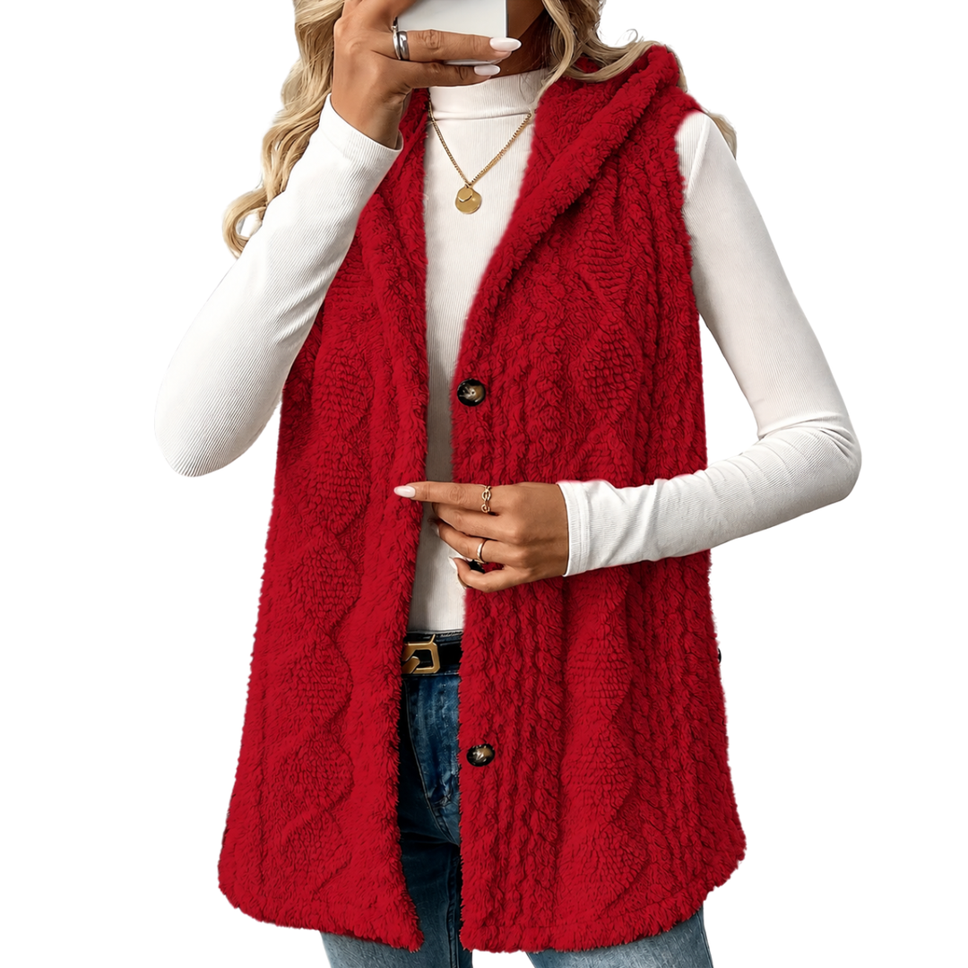 Strickweste Damen | Mit Kapuze & Knopfleiste 2