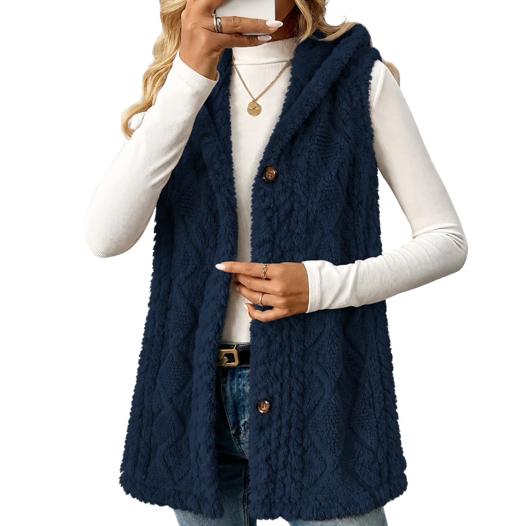 Strickweste Damen | Mit Kapuze & Knopfleiste 3
