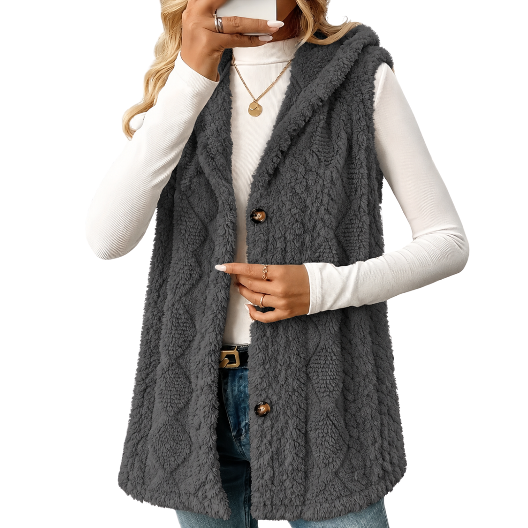 Strickweste Damen | Mit Kapuze & Knopfleiste 4