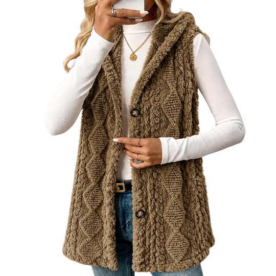 Strickweste Damen | Mit Kapuze & Knopfleiste 9