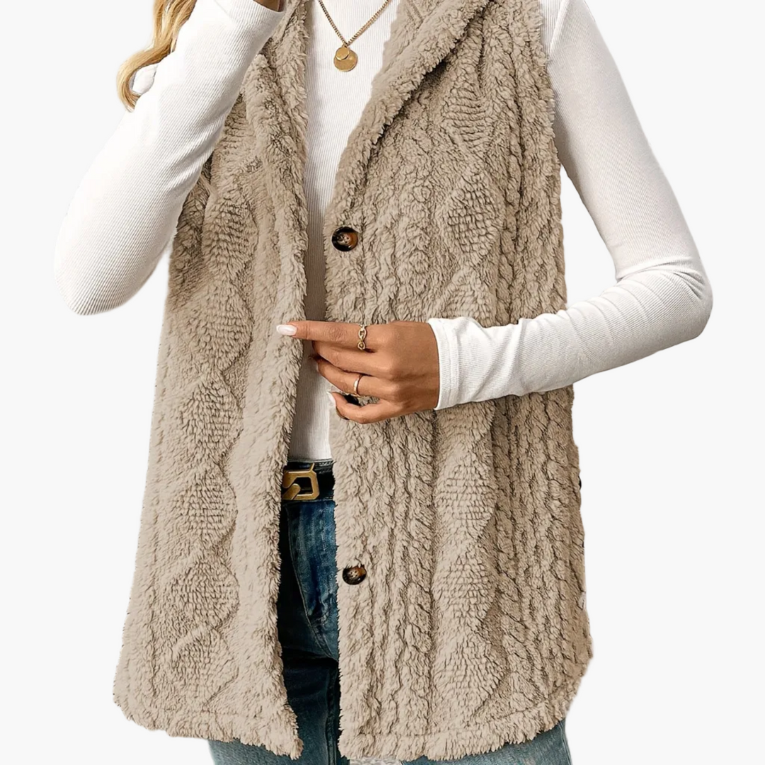 Strickweste Damen | Mit Kapuze & Knopfleiste 1