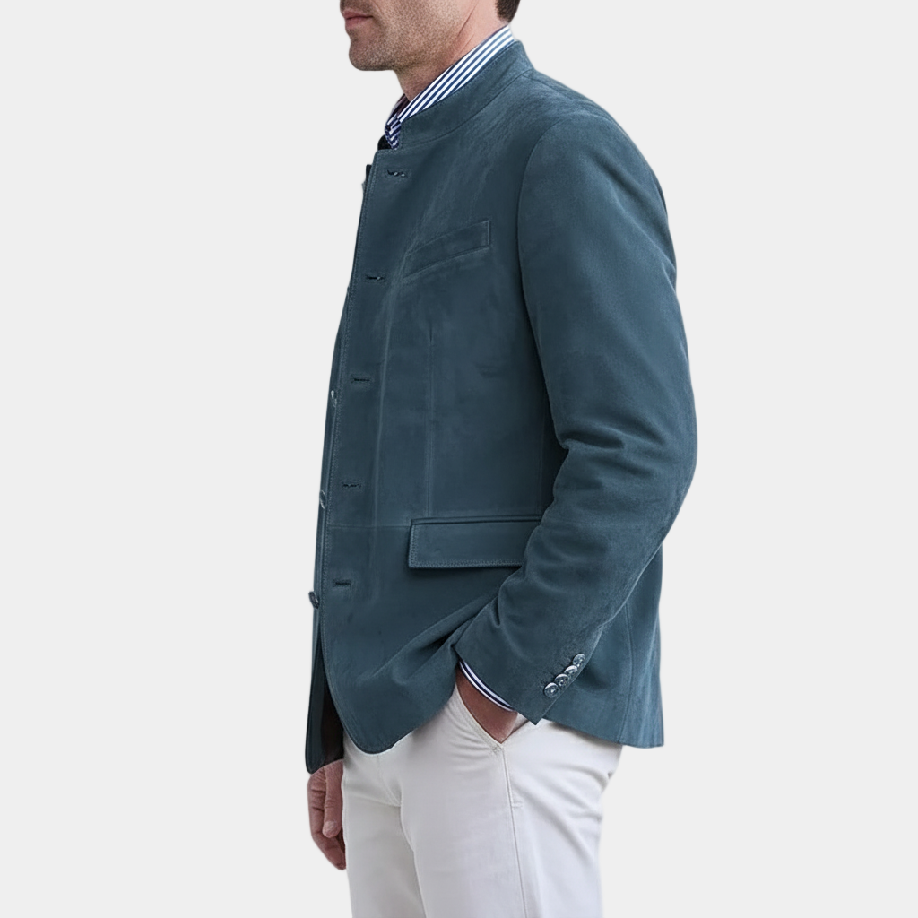 Suede Blazer Heren | Opstaande Kraag & Tijdloze Look