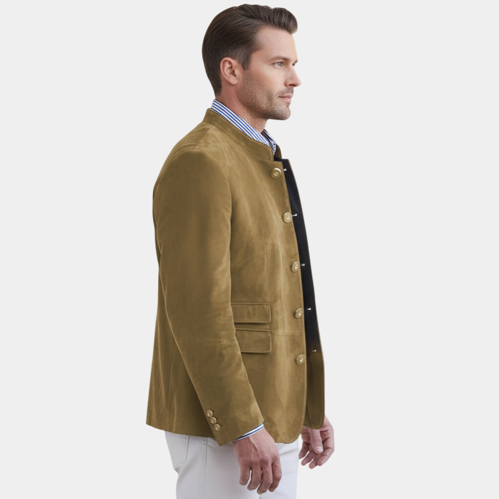 Suede Blazer Heren | Opstaande Kraag & Tijdloze Look