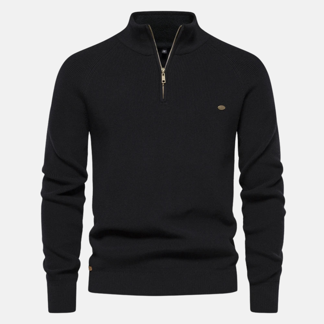 Sweater Heren | Half-Zip & Ribgebreide Mouwen